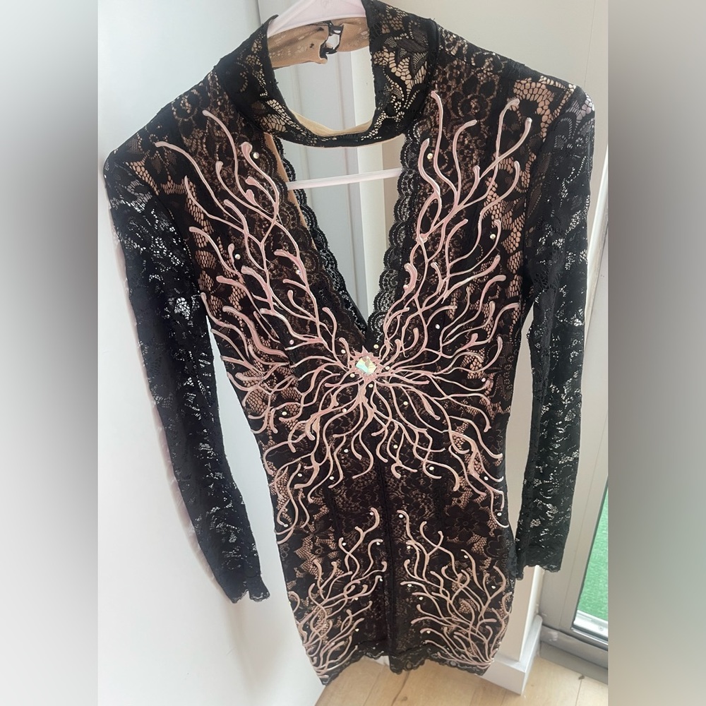 Dress painted by baccio couture, almost new with swaroski crystals